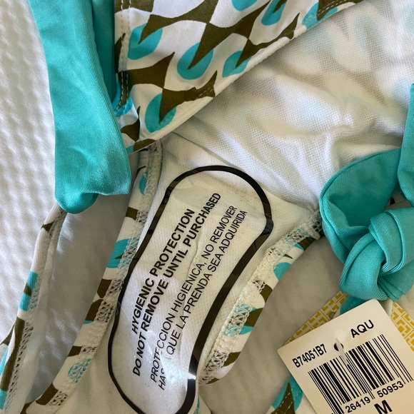 Trina Turk White Turquoise Wave Bikini Bottom - Picture 4 of 5